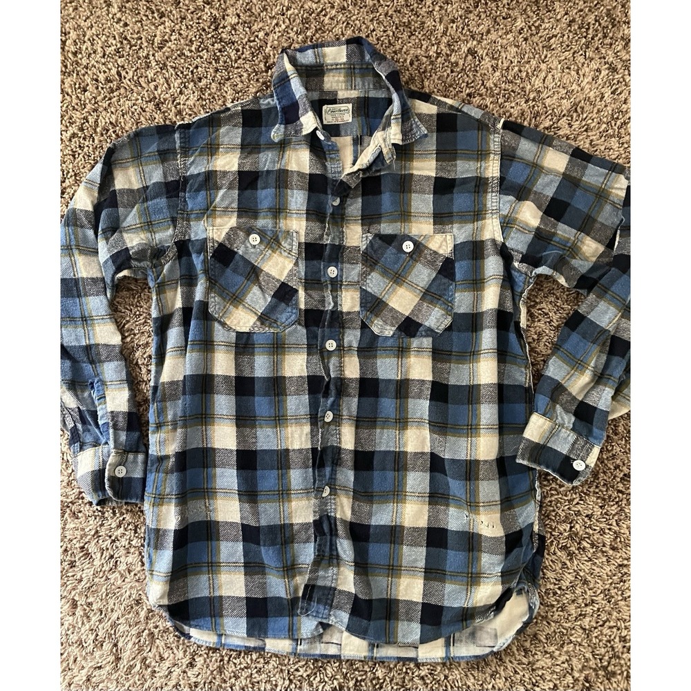 VTG 1960's Montgomery Ward Powrhouse Flannel Shirt Size Medium 15-15 1/2
